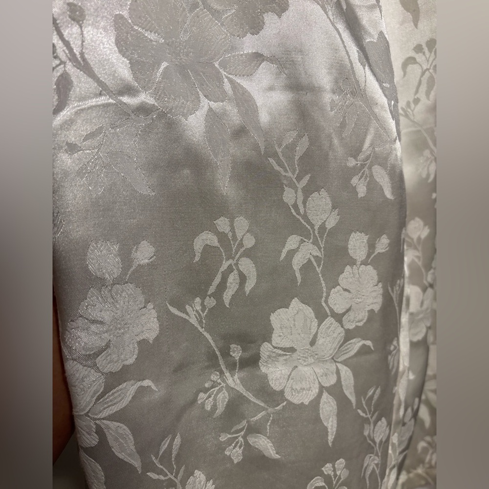 Vintage Erika Taylor Intimates White Satin  Floral Women's Pajama Pants, Large - Picture 4 of 4